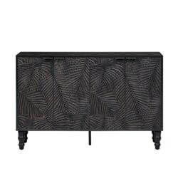 Modern TV Stand, Entertainment Center Media Console With 2 Spacious Storage Space, Solid Wood Legs And Anti-Tip Device For Living Room, Up To 43" - Black