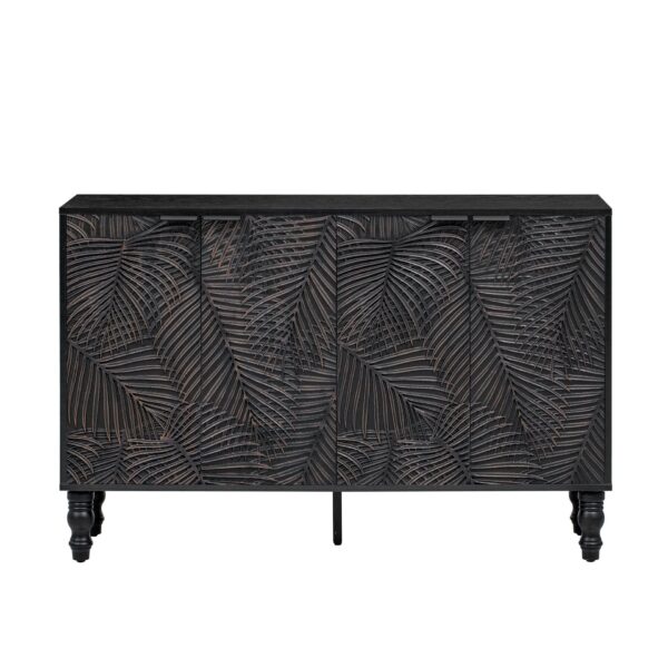 Modern TV Stand, Entertainment Center Media Console With 2 Spacious Storage Space, Solid Wood Legs And Anti-Tip Device For Living Room, Up To 43" - Black