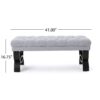 Hilton - Ottoman Bench With Classic Button Tufting - Light Gray - Image 3