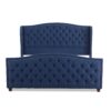 Marcella - King Upholstered Shelter Headboard Bed Set - Dark Sapphire Blue - Image 5