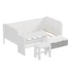 Twin Size Daybed With Storage Shelves And Lockers, Multi Functional Bed With Study Desk And Matching Stool - White - Image 5