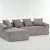 Compression Sofa: Combining Chaise Longue With 3 Seater, Corduroy Fabric, Full Sponge Compression Sofa, Combined Sofa With 4 Pillows For Living / Home Furniture / Apartment - Light Gray - Image 22