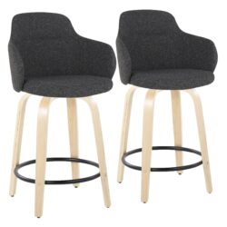 Boyne - Contemporary Fixed Height Counter Stool With Swivel Round Footrest (Set of 2) - Natural / Dark Gray