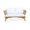 4 Pieces Acacia Wood Patio Furniture Set, Outdoor Furniture With Coffee Table, Patio Conversation Set Deep Seating With Soft Cushion, Porch Chairs For Backyard Porch Balcony - Teak / White - Image 13