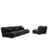 Modern Oversized Modular Sofa Set Chenille Fabric Living Room Sofa With Cylindrical Pillows, Freely Arrangeable - Black - Image 6