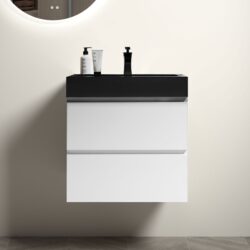Alice - 24" Bathroom Vanity With Sink, Large Storage Wall Mounted Floating Bathroom Vanity For Modern Bathroom, One-Piece Black Sink Basin Without Drain And Faucet - White / Black