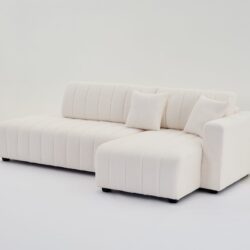Jessica - Lamb Wool Right Facing Sectional Sofa With Chaise - Beige