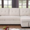 Lucca II - Woven Fabric Reversible Sleeper Sectional Sofa With Storage Chaise and Pocket Coil Seating - Beige - Image 10