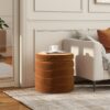 Fuji - Oversized Round Storage Ottoman - Burnt Orange - Image 6