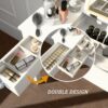 Vanity Table With LED Lights, Flip-Top Mirror And 2 Drawers, Jewelry Storage - Chic White - Image 12