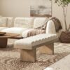 Bella - Upholstered Modern Accent Bench - Ivory White - Image 10