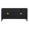 4 Door Sideboard Storage Cabinet For Living Room And Dining Room, 2 Large Cabinets With Gold Handles And Adjustable Shelf - Black - Image 14