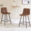 Techno Fabric Bar Chair (Set of 2) Comfortable - Brown / Black - Image 2