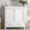 Bathroom Vanity With Single Sink, Combo Cabinet Undermount Sink, Bathroom Storage Cabinet With Two Doors And A Drawer, Soft Closing, Multifunctional Storage, Solid Wood Frame - White - Image 25