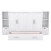 Full Size Murphy Bed With Shelves, Drawers And USB Ports - White - Image 7