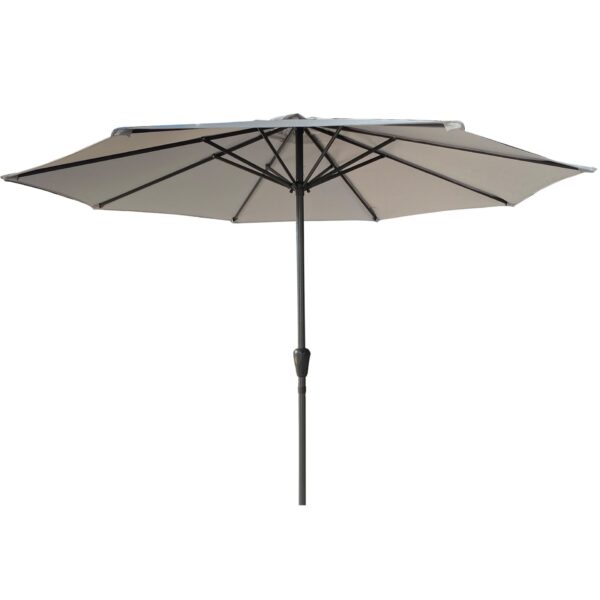 9 Ft Aluminum Patio Market Umbrella With 8 Ribs UV 50 Protection Push Button Tilt And Crank For Garden Beach Or Table Use Without Base - Gray