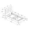 Twin Size Bed, Upholstered, Frame Only, Transitional - Gray - Image 5