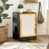 Cat Litter Box Enclosure, Hidden Cat Washroom, Kitty End Table, Litter Cabinet With Sisal Door - Black - Image 2