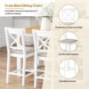 Solid Wood Farmhouse Counter Height Dining Table Set With 3 Tier Storage Shelves, Upholstered Dining Chairs For 4, 5 Piece - White - Image 5