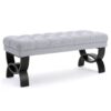 Hilton - Ottoman Bench With Classic Button Tufting - Light Gray - Image 9