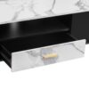 Modern TV Stand With 2 Cabinets & Open Compartments, Entertainment Center For Tvs Up To 80'', Television Console For Living Room - White / Black - Image 21