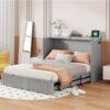 Full Size Murphy Bed With Drawer And A Set Of Sockets & USB Ports, Pulley Structure Design - Gray - Image 23