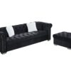 Reversible Sectional Sofa 4 Seater Oversized Convertible L Shaped Couch Velvet Sofa Couch - Black - Image 2