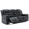 3 Seater Home Theater Recliner Manual Recliner Chair With Two Built-In Cup Holders For Living Room - Black - Image 9