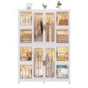 Portable Wardrobe Closet Storage Organizer For Clothes With Magnetic Doors, 12 Cubes & 2 Hanging Rods - White - Image 13