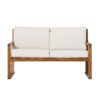 Contemporary Solid Wood Slat Back Patio Loveseat - Brown - Image 2