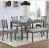 6 Pieces Kitchen Dining Set, Rectangular Wooden Dining Table With 4 Upholstered Chairs And A Bench, Dining Table Set For 6 People, Living Room, Home Bar And Kitchen - Gray - Image 2