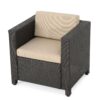 Modern Outdoor Club Chair With Removable Cushions - Brown / Beige - Image 8