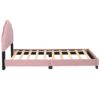 Upholstered Twin Size Platform Bed For Kids Wooden Bed Frame With Slatted Bed Base No Box Spring Needed Cute Bed Frame With Shell Design Headboard - Pink - Image 9