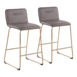 Casper - Fixed Height Contemporary Counter Stool (Set of 2) - Gold / Gray