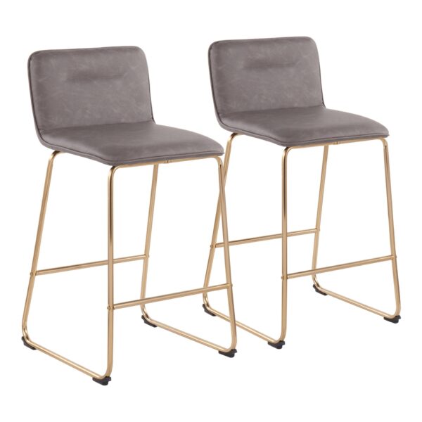 Casper - Fixed Height Contemporary Counter Stool (Set of 2) - Gold / Gray