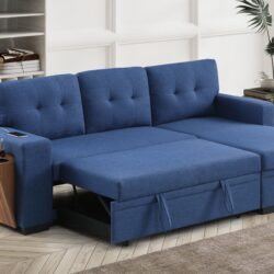 3 Piece Upholstered Sleeper Sofa - Blue