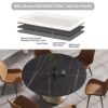 59.05" Modern Artificial Stone Round Carbon Steel Base Dining Table, Can Accommodate 6 People - Black / White - Image 4