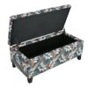 Elegant Flower Pattern Storage Ottoman With Soft Upholstery And Wood Frame - Flower - Image 8