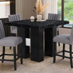 Mikha - Bar Table And Bar Stools - Black / Gray