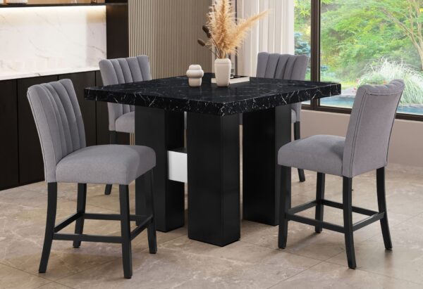 Mikha - Bar Table And Bar Stools - Black / Gray