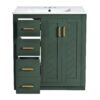 Bathroom Vanity With Ceramic Sink Combo, Frame Bathroom Storage Cabinet, Freestanding Vanity Set With 3 Drawers & Soft Closing Doors - Green - Image 11