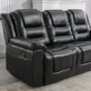 3 Seater Home Theater Recliner Manual Recliner Chair With Two Built-In Cup Holders For Living Room - Black - Image 22