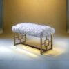 Bagley II - Bench Faux Fur - White / Gold - Image 8