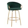 Claire - Contemporary / Glam Counter Stool (Set of 2) - Gold / Green - Image 2