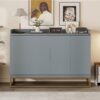 Queen Size Murphy Bed With Iron Legs, Modern Design - Gray - Image 21