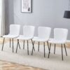 Luxury Minimalist Dining Chairs (Set of 4) With Black Metal Legs - White - Image 2