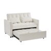 Velvet Loveseat Sofa Bed - Off White - Image 3