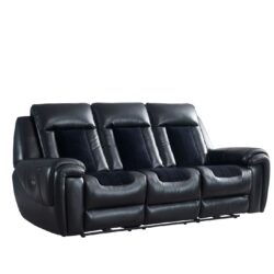 Clark - Blanche / Velvet Power Reclining Sofa With LED - Black