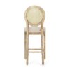Country Chic Bar Stools (Set of 2) With Rattan Backrest And Upholstered Seat - Beige / Natural - Image 9