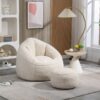 Bedding Bean Bag Sofa Chair High Pressure Foam Bean Bag Chair Adult Material With Padded Foam Padding Compressed Bean Bag With Footrest - Beige - Image 8